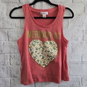 Rocker Girl Mermaid At Heart Pink And Gold Bohemian Tank Top Medium